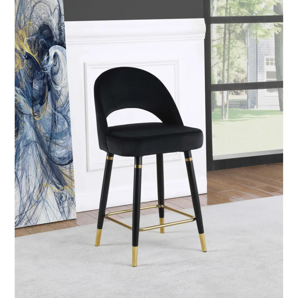 Black Open Back Counter Height Stools Set 2 Solid Black Dining Room Bar Stools furniture max