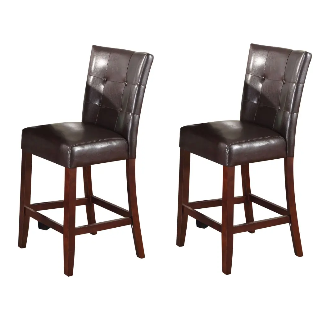 Espresso and Walnut Counter Height Stools Set 2 Dining Room furniture max