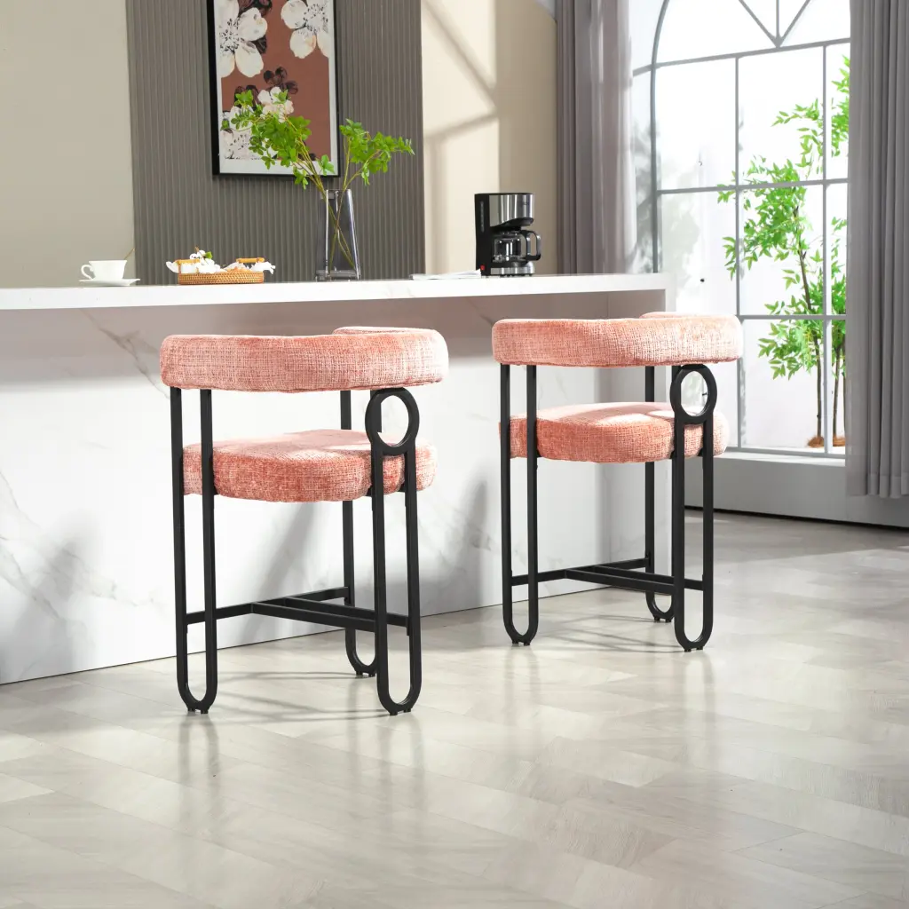 Coolmore Bar Stools Set 2 Modern Black Metal Bar Stools Back house hold-w1588