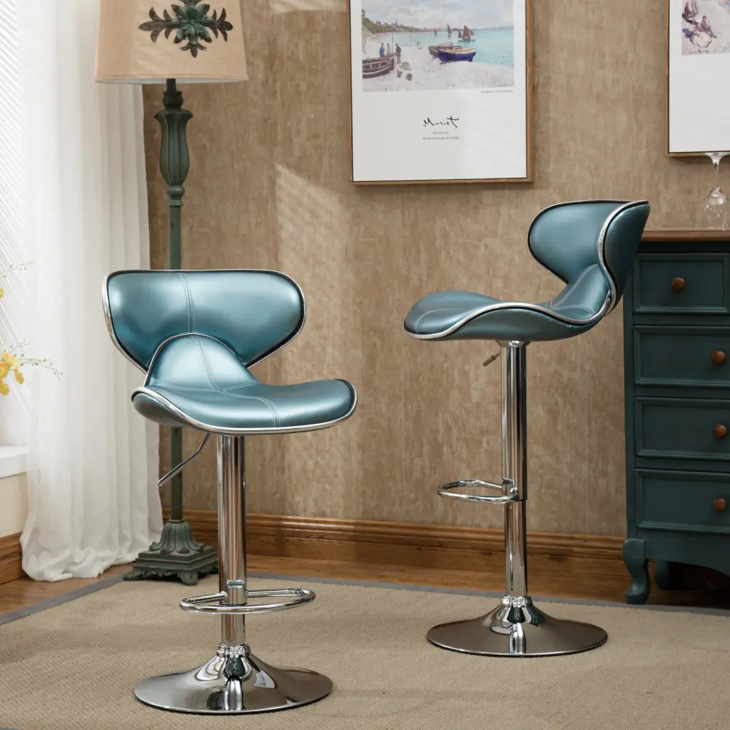 Masaccio Adjustable Swivel Barstool Chrome Base and Upholstery hz