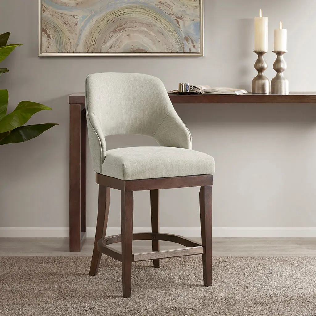 Counter Stool Swivel Seat Cream Polyester jla