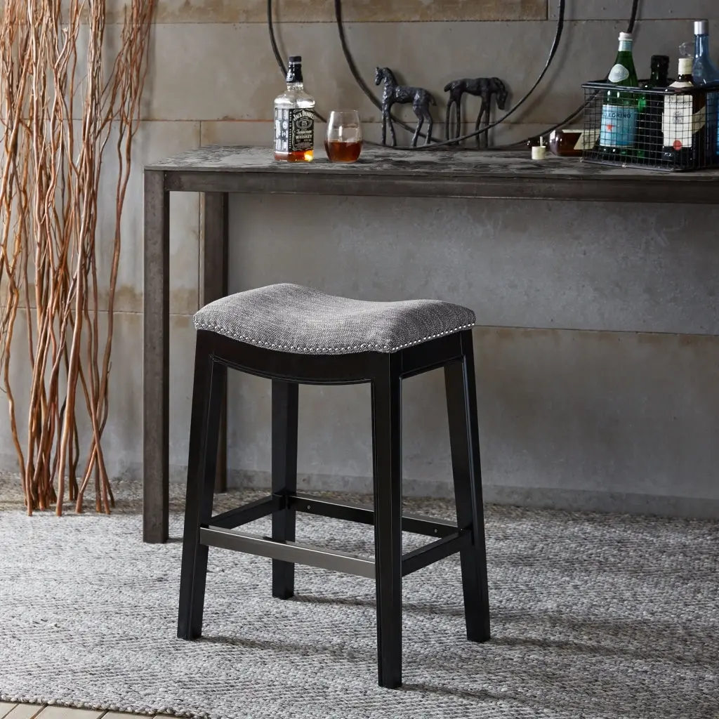 Saddle Counter Stool Grey Wood Bar Stool jla
