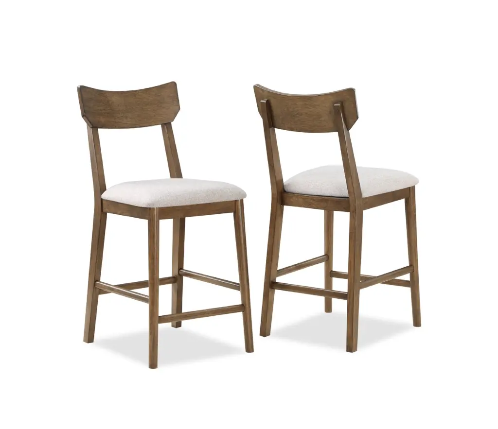 2Pc Mid Century Modern Counter Height Dining Stool Upholstered Seat Bar Stools Set 2 kanepe