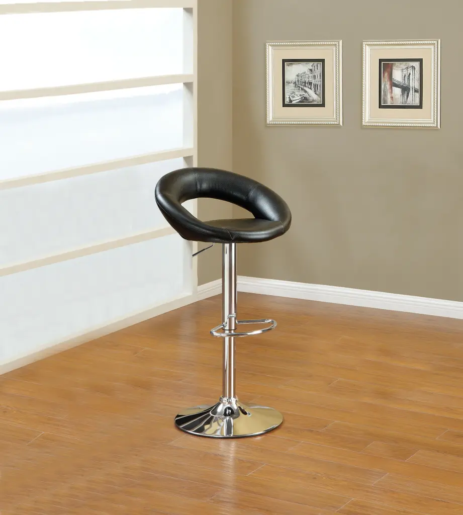 Black Faux Leather Adjustable Height Swivel Stool Set 2 kanepe