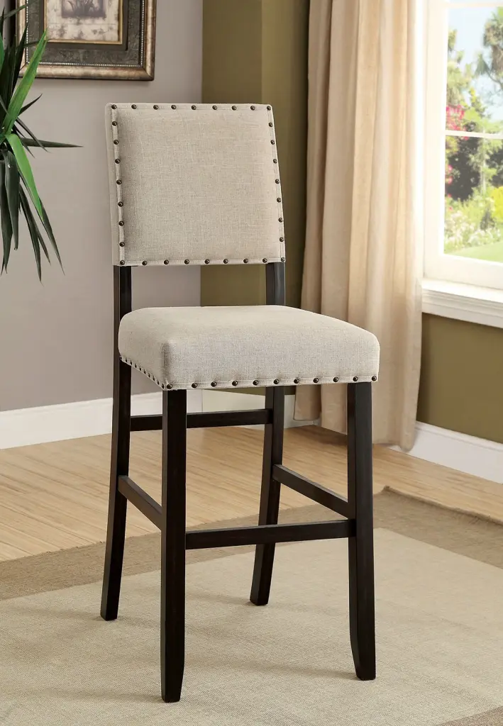 Rustic Charm Ivory Linen Like Fabric 2PCS Counter Height Bar Chairs kanepe