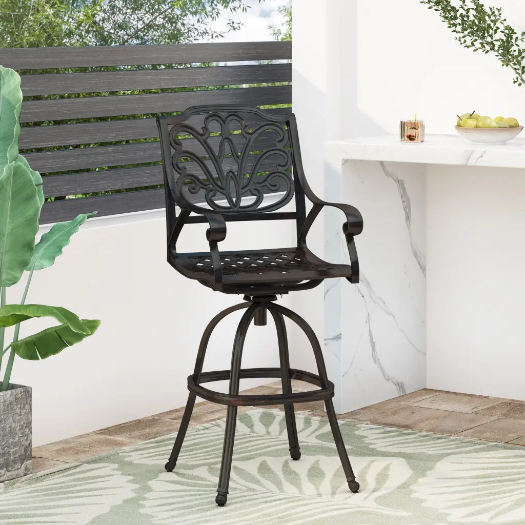 Cast Aluminium Swivel Bar Stool Copper Finish nh-bc furniturings