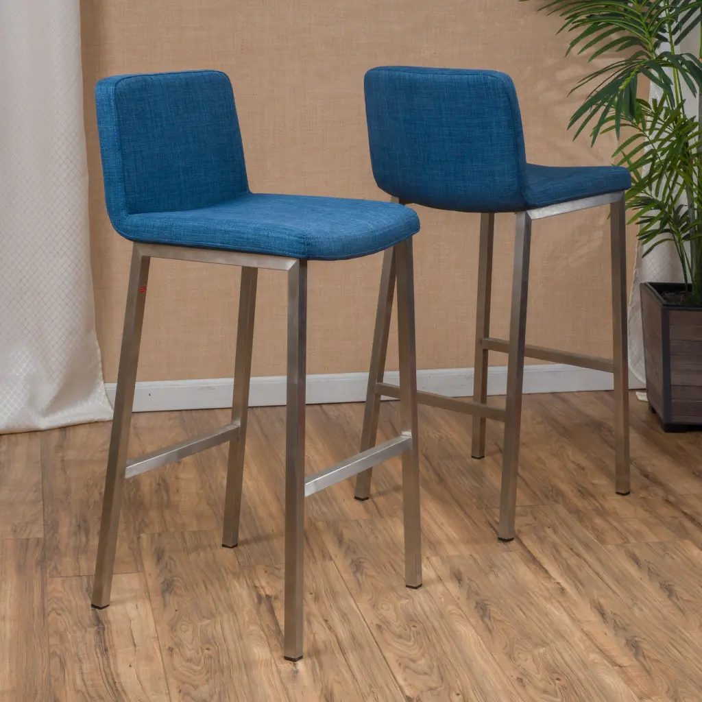 Blue Fabric Barstool Kitchen and Dining nh-cloudhouse