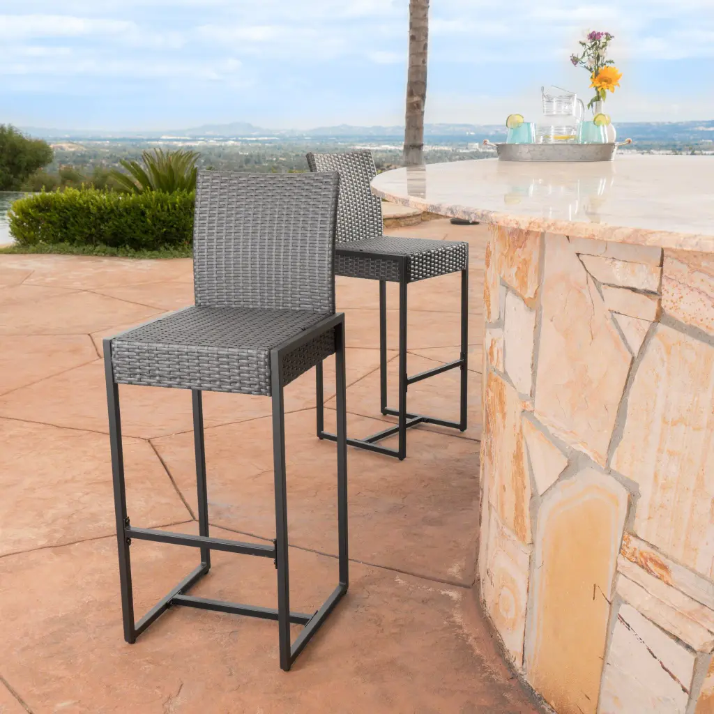 Conway Barstool Grey Rattan Counter Height Stool nh-home living