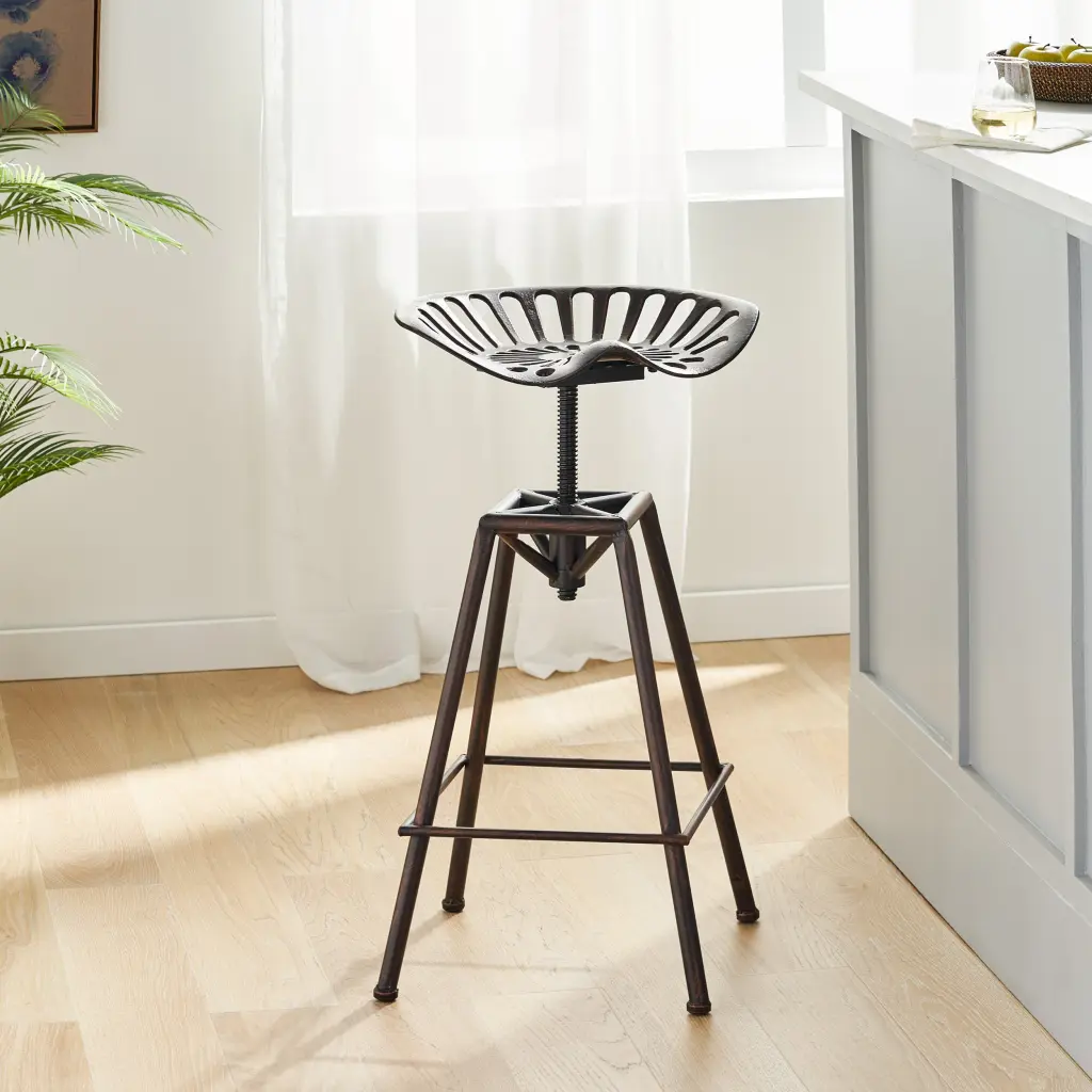 Rancher Barstool Black Iron Counter Height Stool Kitchen Island nh-inmax