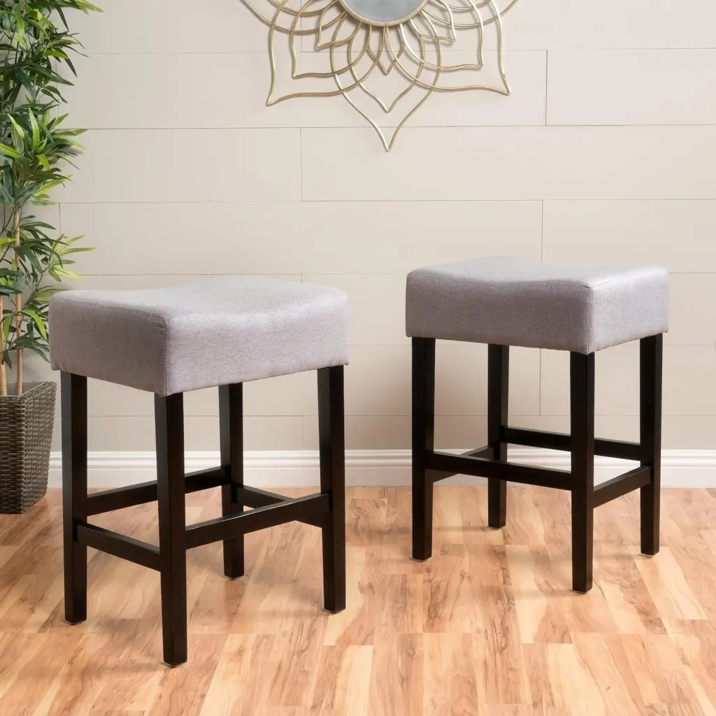 Zuma KD Backless Counter Stool Grey Wood Waterproof Fabric Bar Stool nh-purenest