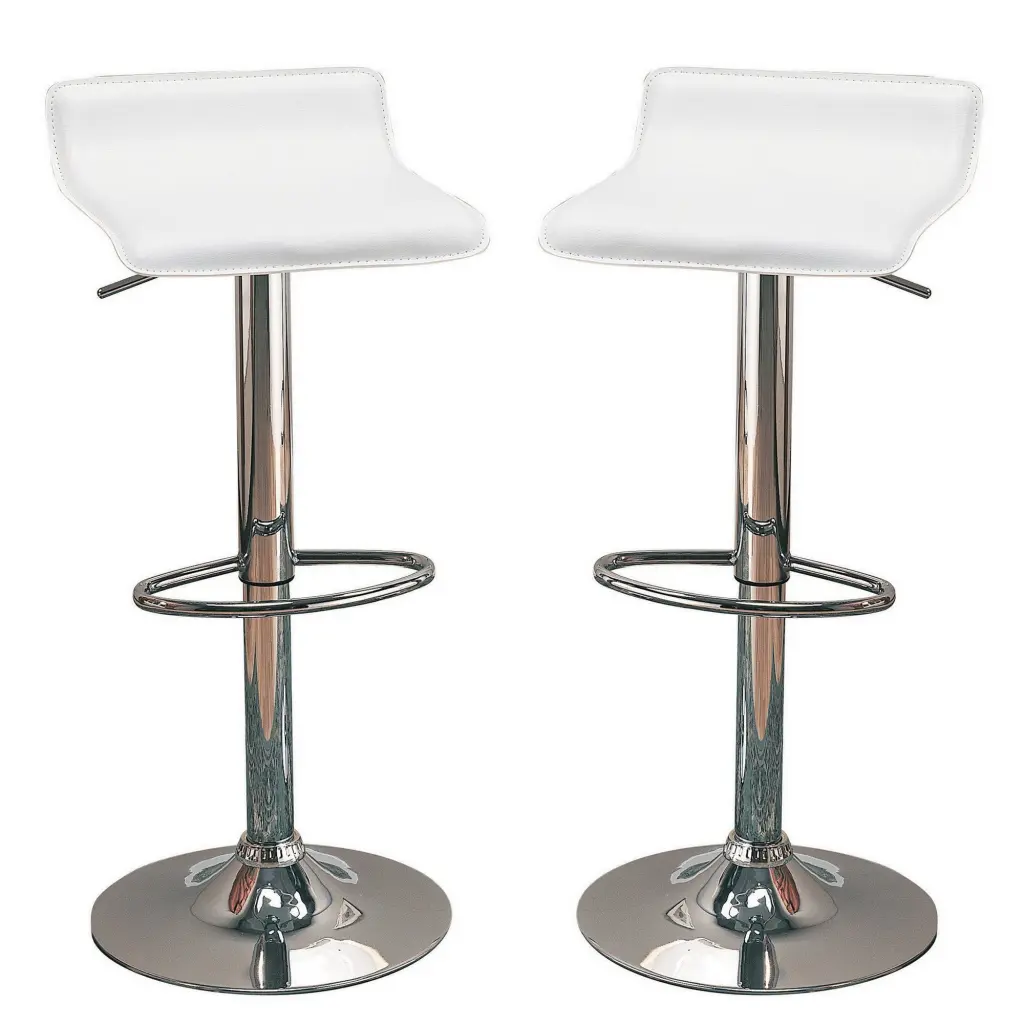 Contemporary Backless Seat Bar Stool Set 2 White and Silver royal hampton