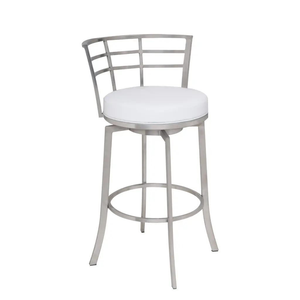 Curved Metal Back Counter Height Barstool Flared Legs White and Silver royal hampton
