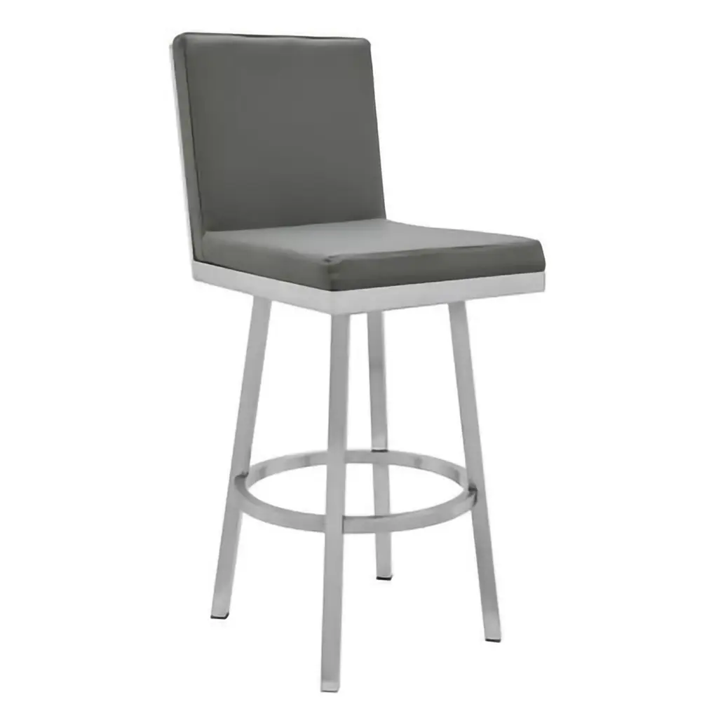 30 Inch Swivel Barstool Metal Frame and Hexagonal Back Gray royal hampton
