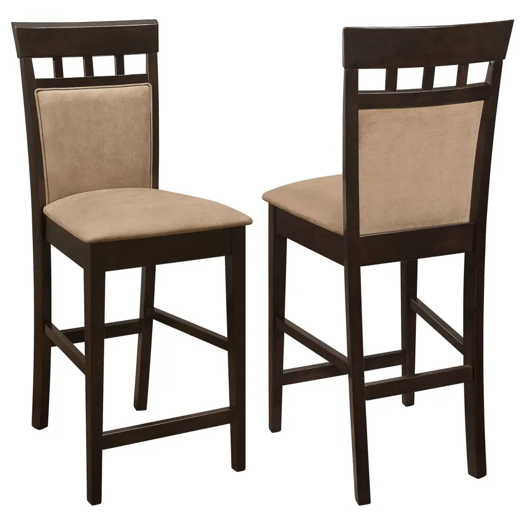 Upholstered Panel Back Counter Height Stool Fabric Seat Brown royal hampton