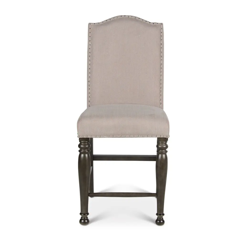 Caswell Counter Chair Set 2 Dark Gray Fabric Bar Stools steve silver furniture