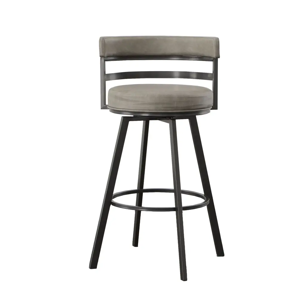 Gene Swivel Bar Stool Dark Gray Wood Base steve silver furniture