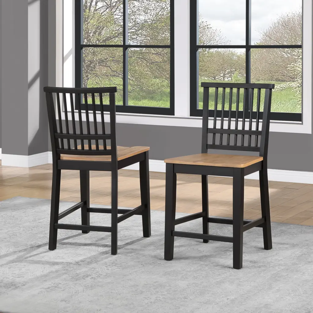 Magnolia Counter Stool Set 2 Black Wood Kitchen Stools steve silver furniture