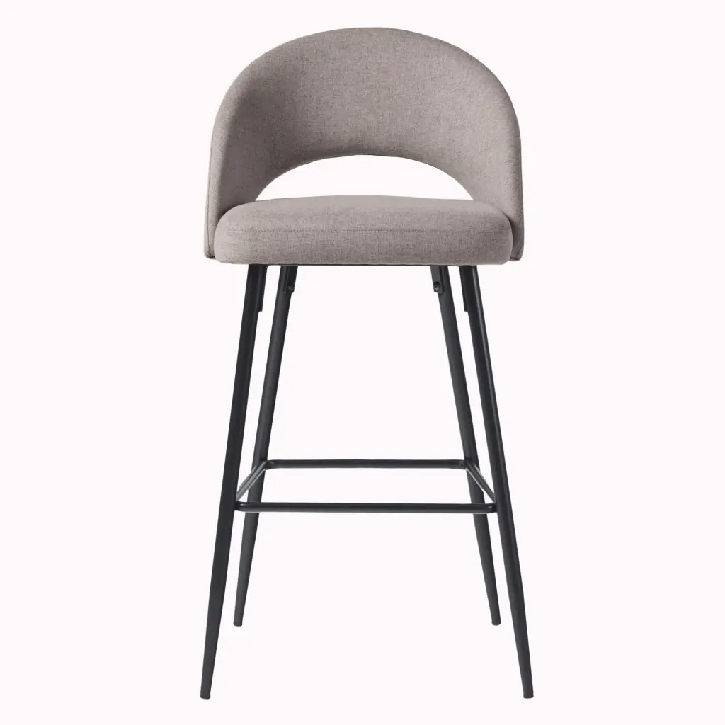 Modern 2 Piece Minimalist Upholstered Bar Stool Set Mushroom Color walker edison