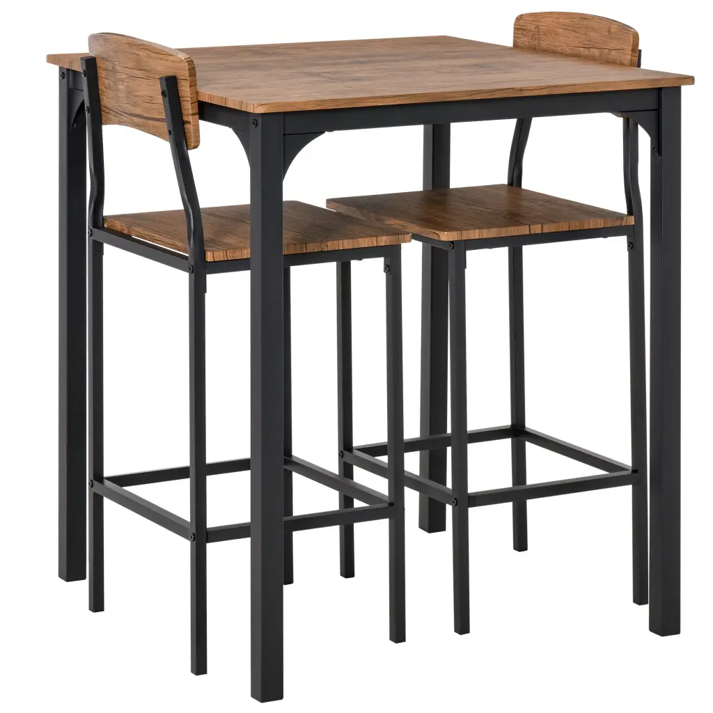 3 Piece Bar Table Set Industrial Counter Height Dining Table Set Stools aosom business