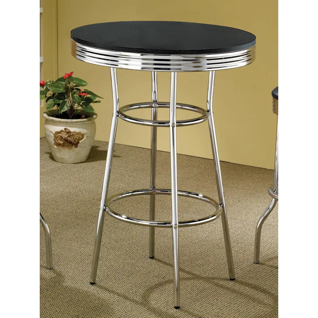 Black and Chrome Round Bar Table Contemporary Dining Room furniture max
