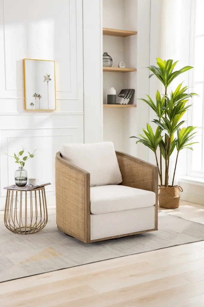 Coolmore Swivel Barrel Chair Comfy Round Accent Sofa Chair Living Room coolmore w-395