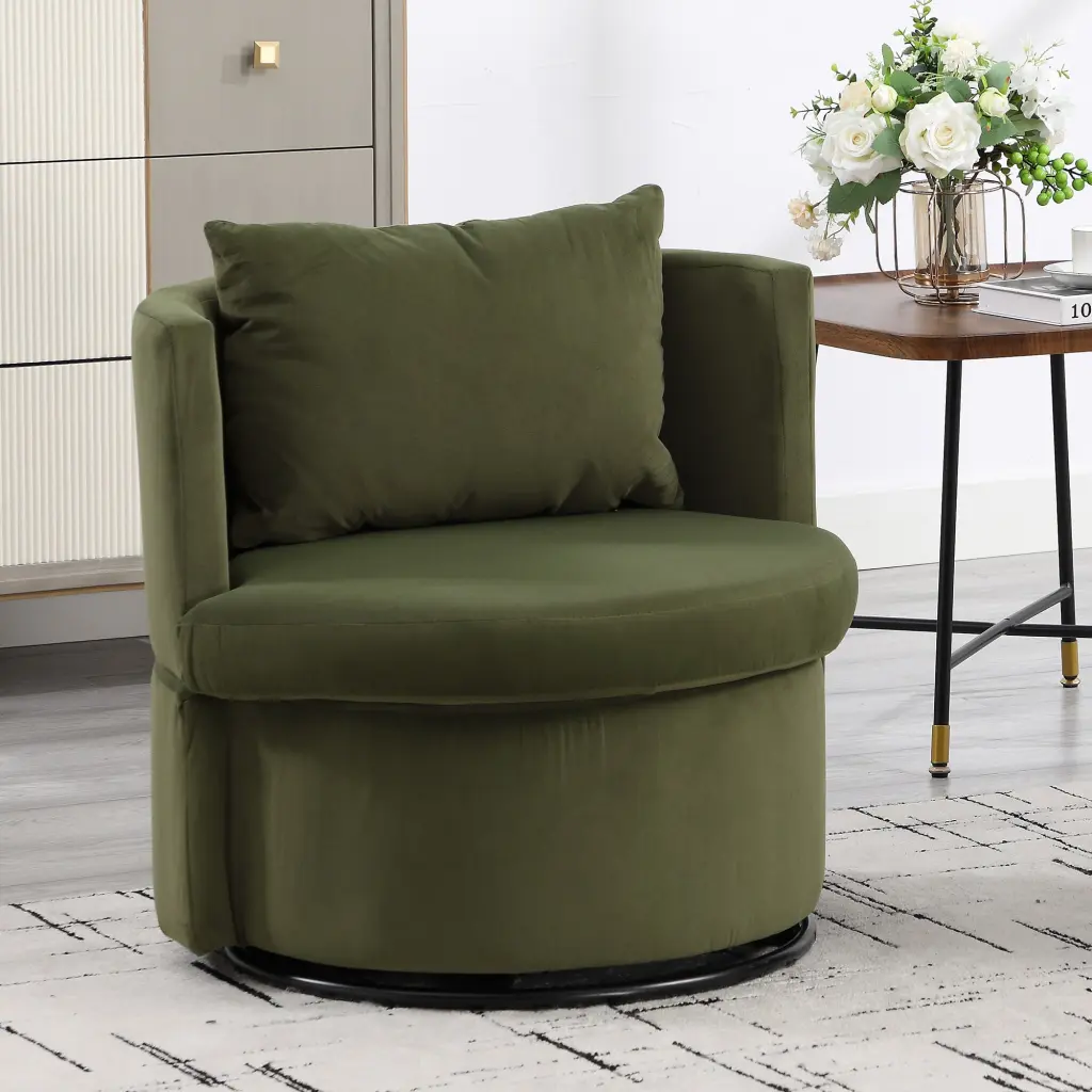 Upholstered Barrel Accent Chair Ottoman Living Room Side Chair wyida seating