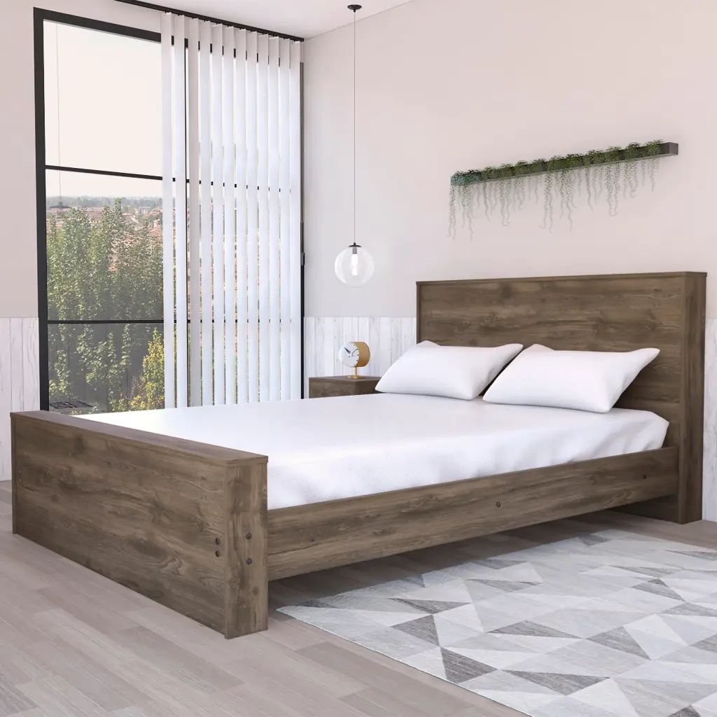 Monroe Rectangle Full Bed Frame Dark Brown Particle Board furniture max