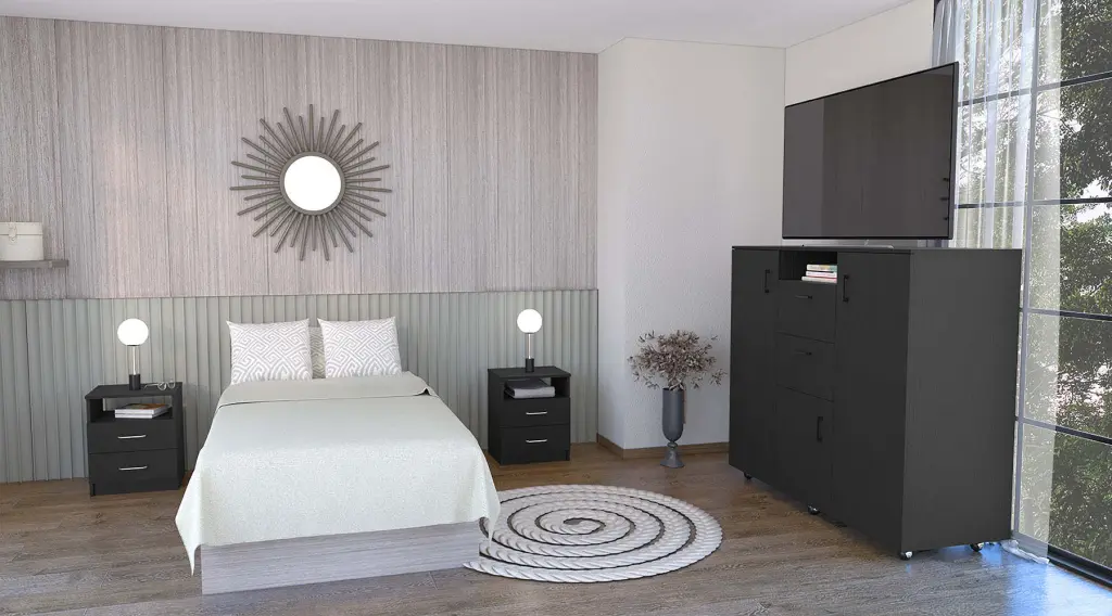3 Piece Bedroom Set Milano Double Door Cabinet Dresser and Nightstands rta mubles colombia