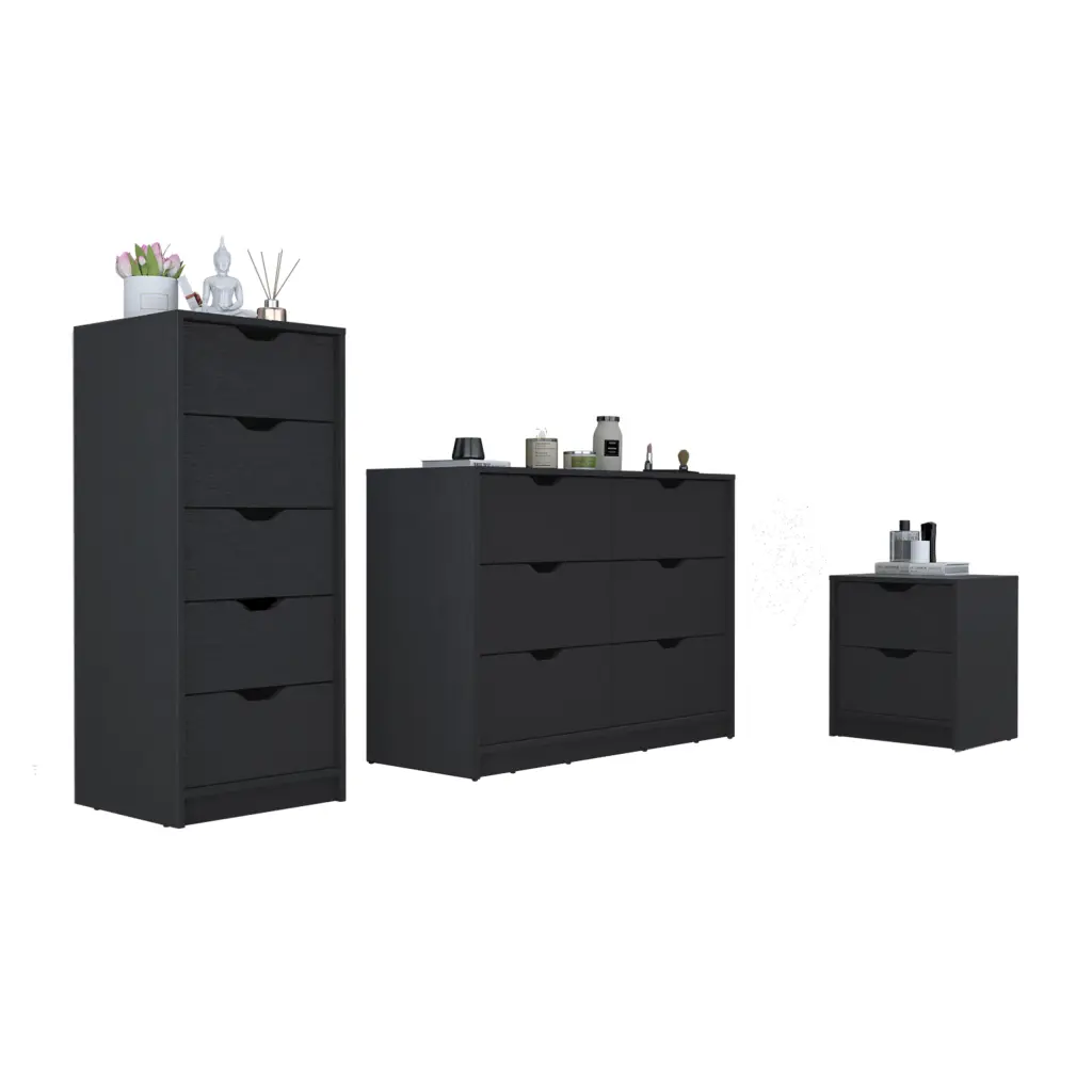 Stockley 3 Piece Bedroom Set Nightstand Dresser Dresser Black treevol furniture
