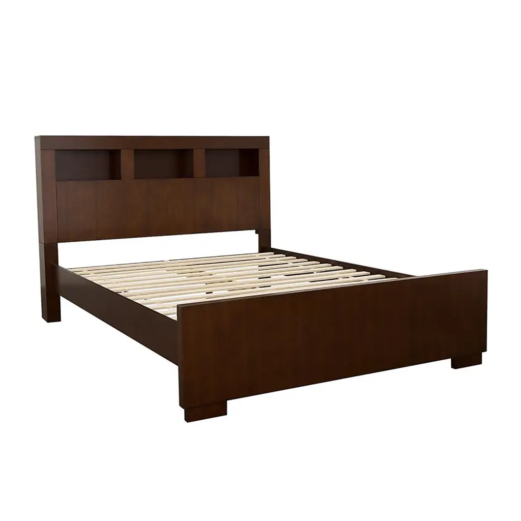 Cappuccino Queen Bed Bookcase Headboard Box Spring Not Required furniture max