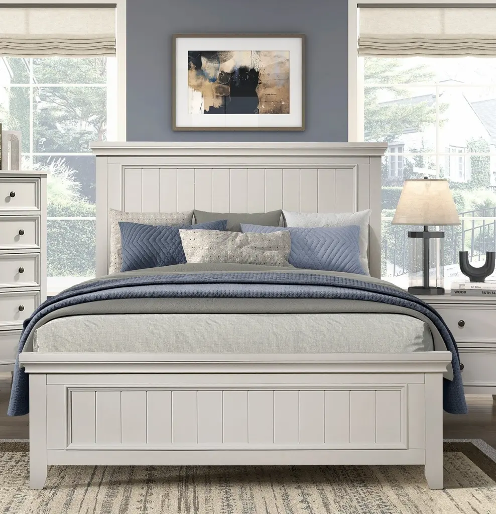 Farmhouse Style Full Size Panel Bed 1Pc Timeless White Finish Modern kanepe