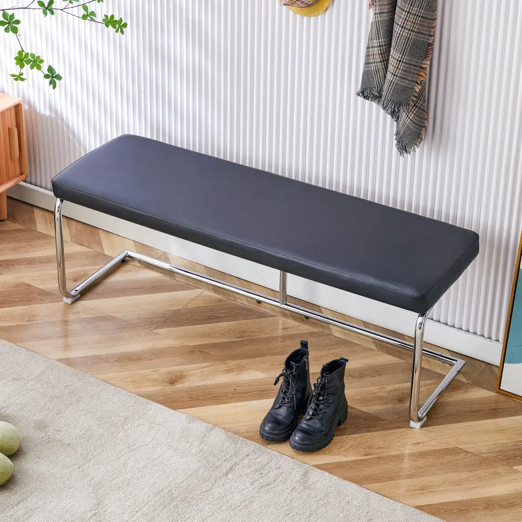 Black Shoe Changing Bench Silver Metal Legs droom w-1151