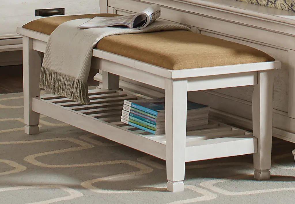 Antique White Bench Ivory White Bedroom Brown Farmhouse Rustic furniture max
