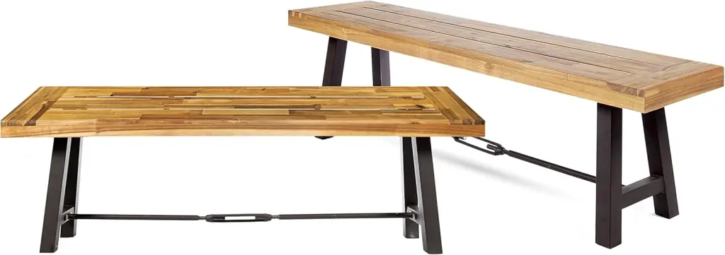 Catriona Bench Sets 2 Teak Acacia Wood Outdoor Furniture gardenpara can