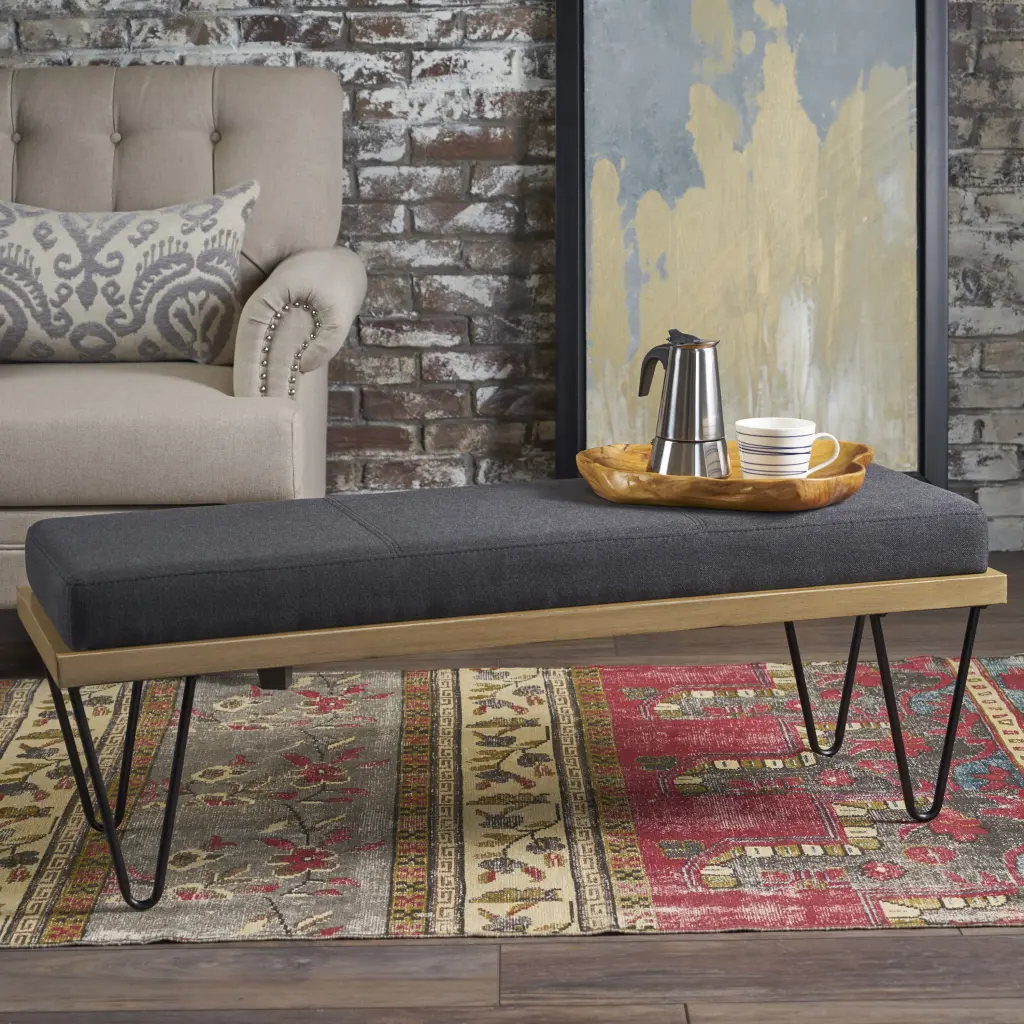 Bench Charcoal Grey MDF Storage Seat Entryway Or Living Room nh-an