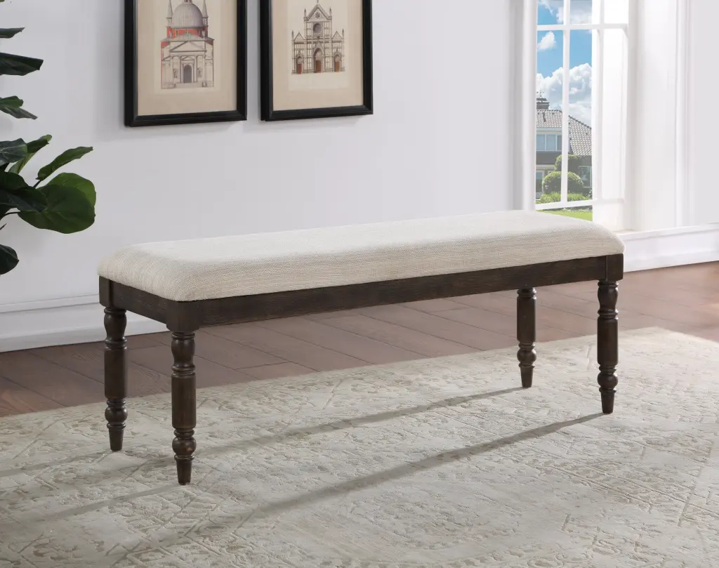Hutchins Dining Bench Dark Brown Wood Kitchen Bench steve silver furniture