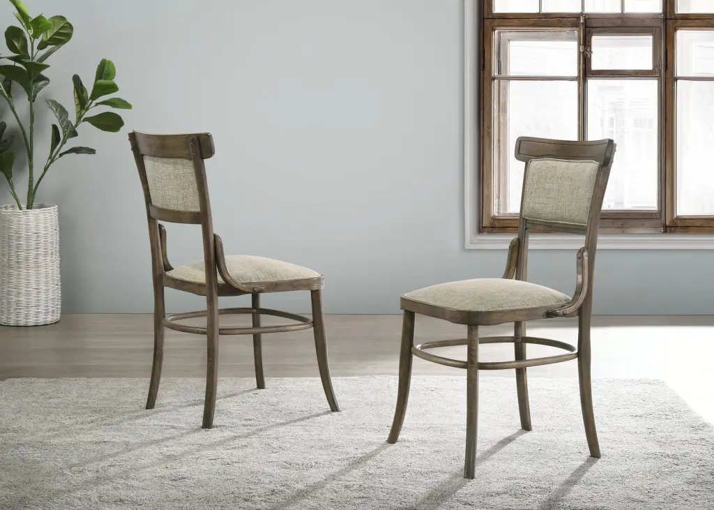 Bistro Set 2 Vintage Walnut 19 Inch Wide Contemporary Fabric Dining Chairs lilola home