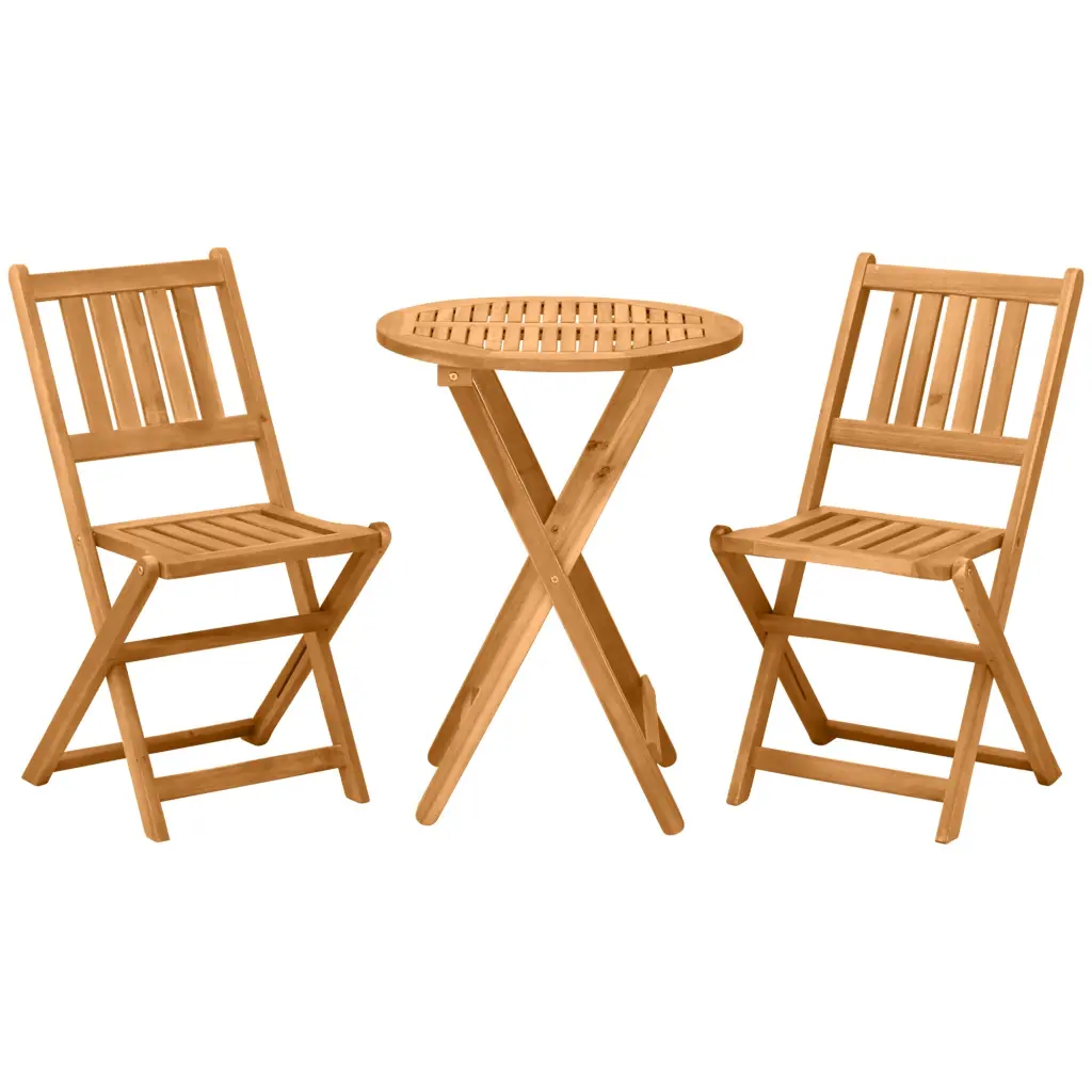 Outsunny 3 Piece Acacia Wood Bistro Set Folding Patio Furniture Outdoor Dining aosom business