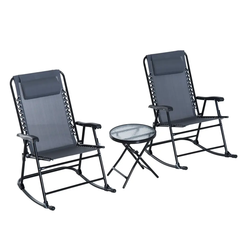 Outsunny 3 Piece Outdoor Rocking Bistro Set Patio Folding Chair Table aosom business