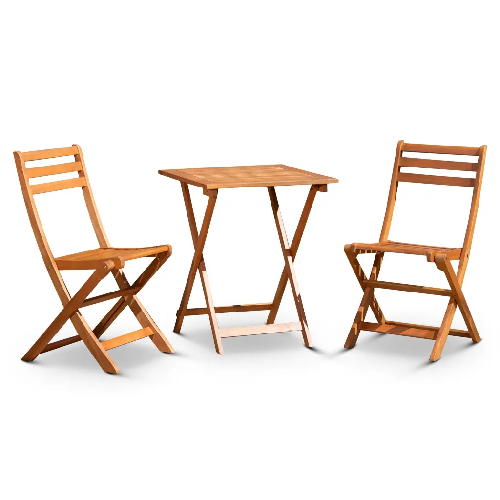 3 Piece Eucalyptus Bistro Set Square Natural Oil Natural Eucalyptus dty home