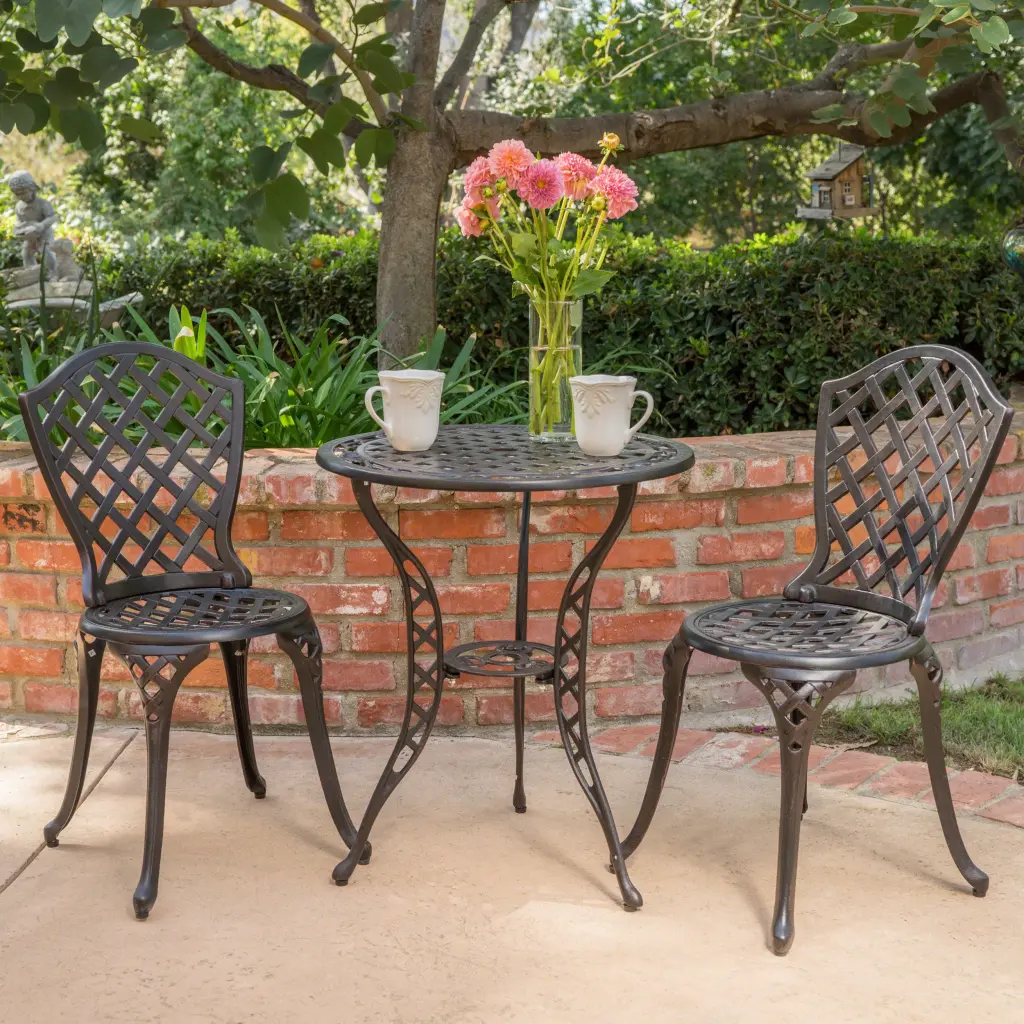 Bono Metal Bistro Set Black Aluminium nh-gardenpara