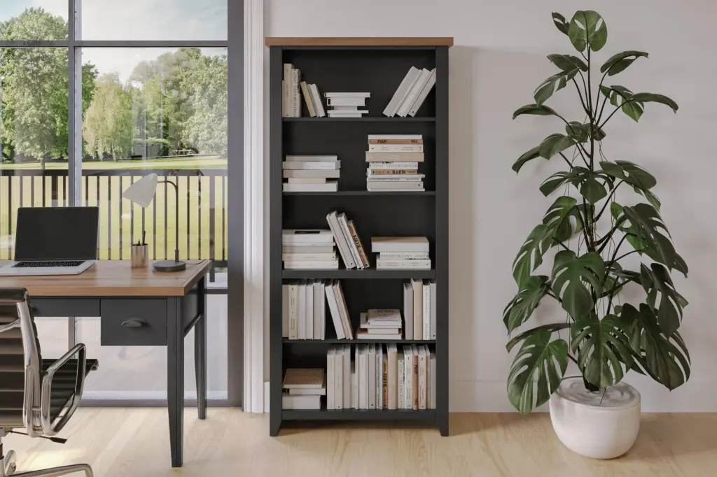 Essex 72 Inch High 5 Shelf Bookcase No Assembly Required Black And White bridgevine home