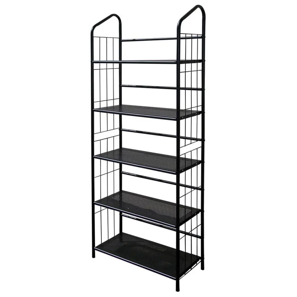 64 Inch Tall 5 Tier Corner Metal Bookcase Black Finish california home