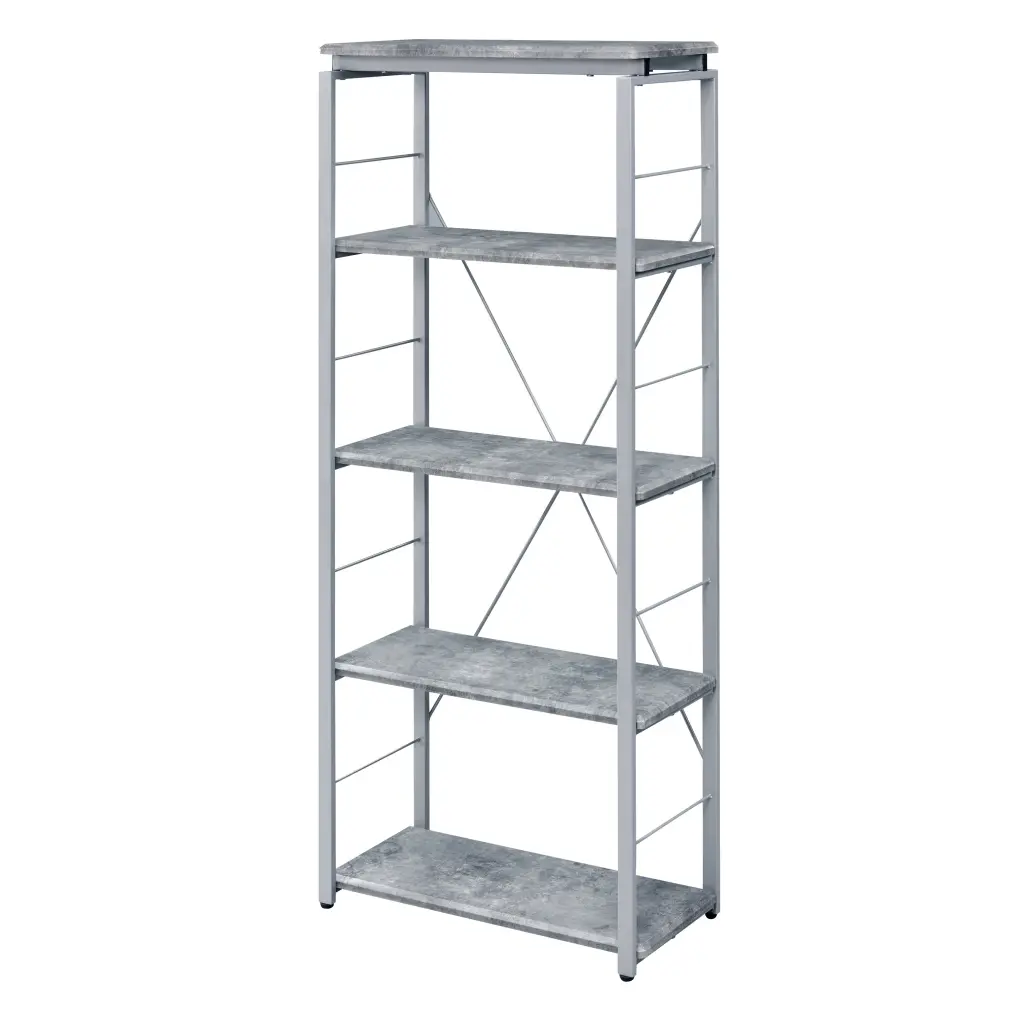 Grey and Silver 4 Shelf Bookcase Horizontal Etagere Home furniture max