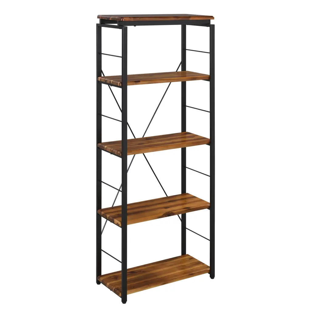 Oak And Black 4 Shelf Bookcase 4 Black Brown Brown Etagere Horizontal furniture max