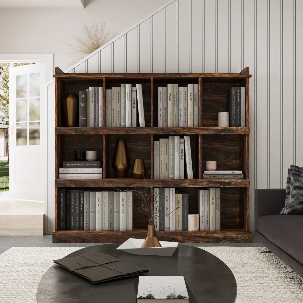10 Shelf Bookcase Espresso MDF Home or Office Storage joysource furniture