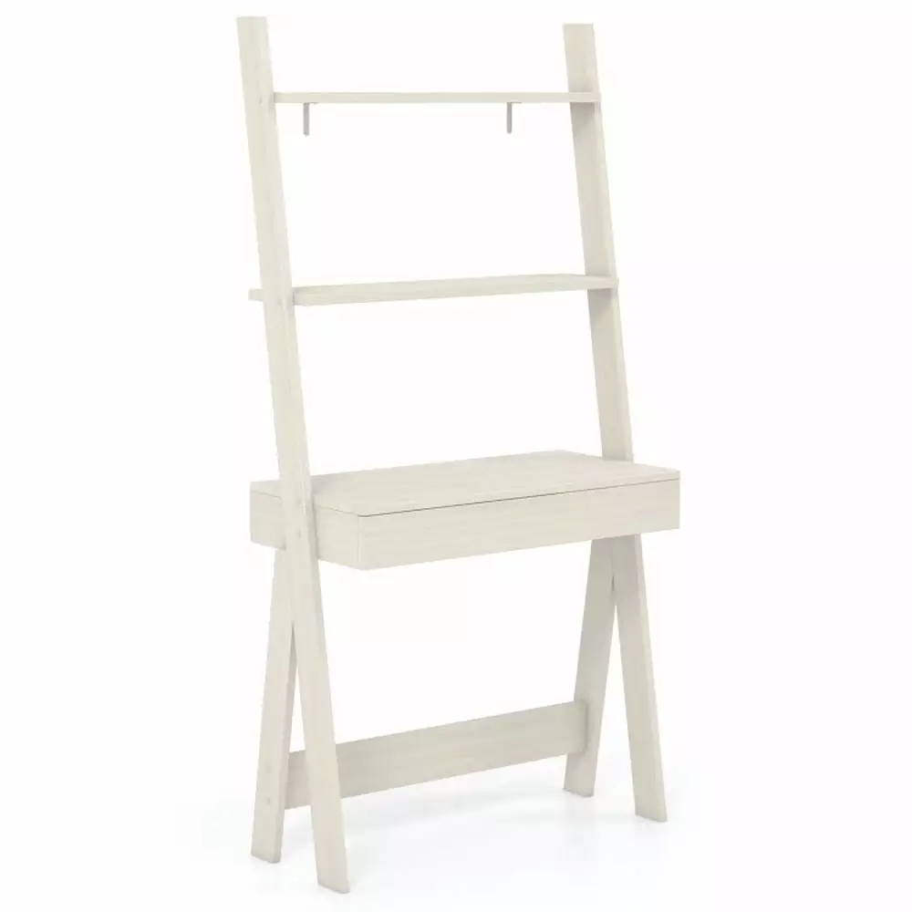 Resenkos Versatile Shelving Unit Bookcase Countertop Drawer Anti-Toppling Device Oak Ladder Shelf Desk