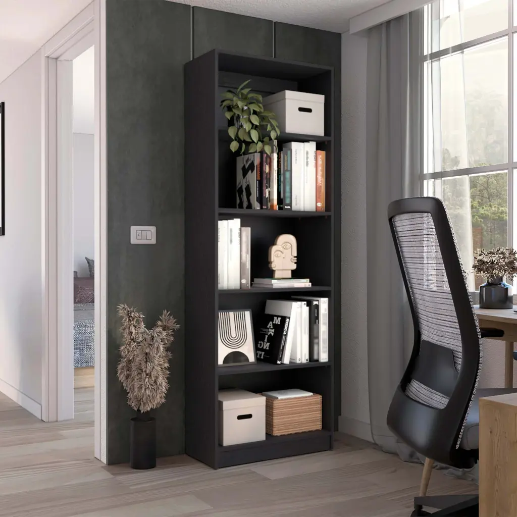 Home 4 Shelves Bookcase Multi Tiered Storage Black Office Bookshelf rta mubles colombia