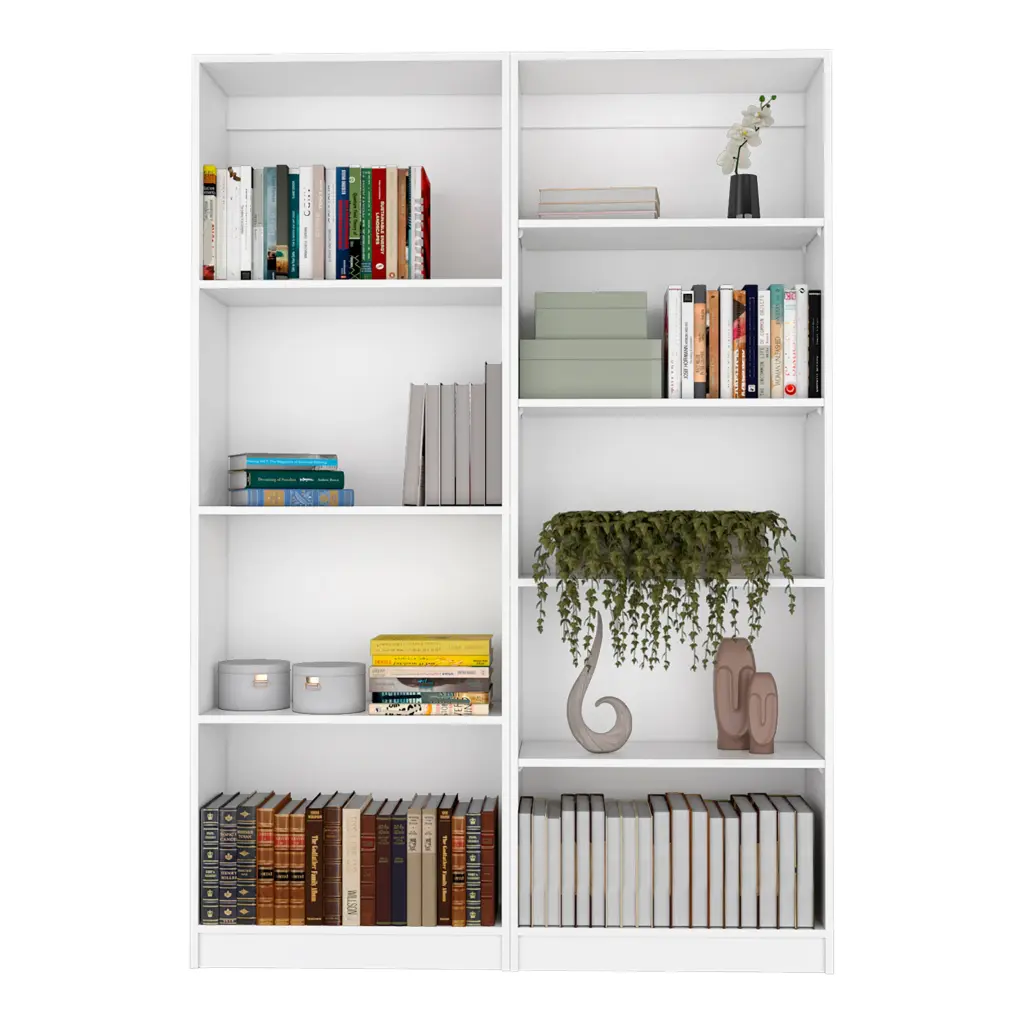 Benzoni 2 Piece Living Room Set 2 Bookcases White Particle Board treevol furniture