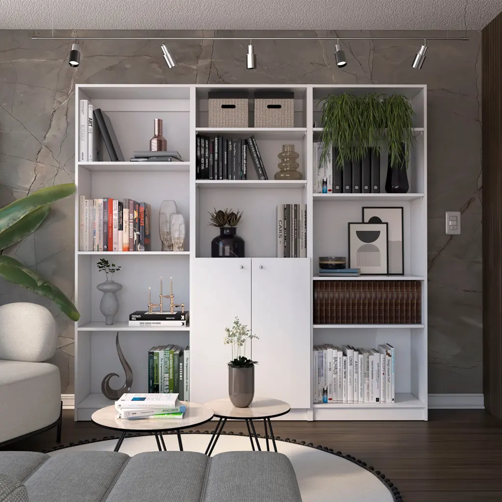 Aynor 3 Piece Home Bookcase Set 74 Inch Wide 12 Shelves And 2 Doors tuhome